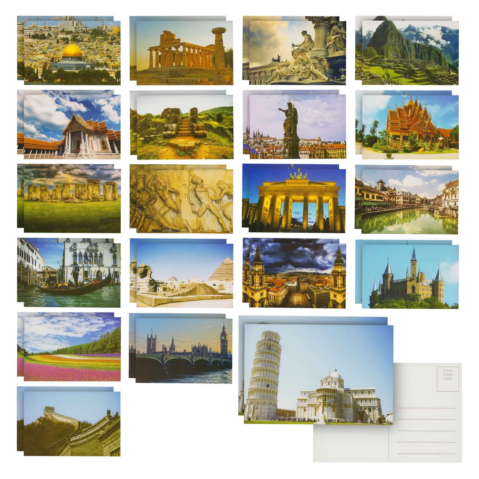 40 Pack Bulk Travel Postcards From Around the World for Mailing